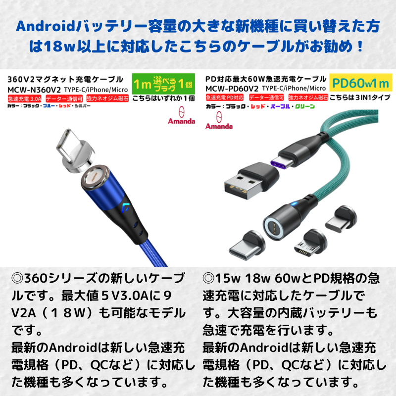 最大62%OFFクーポン マグネット 充電ケーブル 3in1 2メートル 2本セット iphone Micro TYPE-C 充電 高速 データ転送 USBケーブル 3.0A 急速 15w 360 Type-C 緑色 2本 PD 60w 1m 充電通信ケーブル タイプC