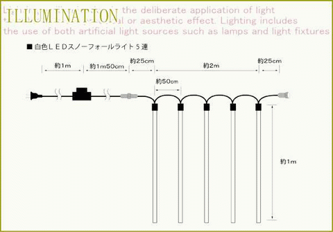 白色LEDスノーフォールライト5連 LEDイルミネーション エクステリア