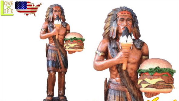 アメリカン雑貨　BIG SALES PROMOTION DOLL　インディアンとハンバーガーINDIAN WITH HAMBUGER　大きい　大型商品　人形　アメリカ雑貨　アメリカ　USA　おしゃれ　ドデカのドールでアイキャッチ 目立つならコレ 精巧な作りでグッド
