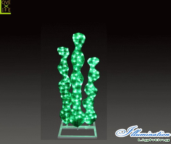 イルミネーション　水草S　草　池　ワカメ　海藻　日本　アニマル　動物　立体　3Ｄ　アート　LED　輝き　電飾　モチーフ　クリスマス　クリスタル