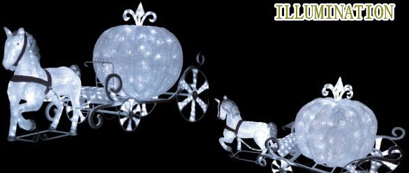 照度 LED クリスタルグロー 白馬の荷馬車S 荷馬車 3D 大型装置 クリスマス 照度 電飾 かざり付ける 飾りつけ 寄り合い 出来事 光 LED 画題 今年も愛くるしい照度で飾り付け