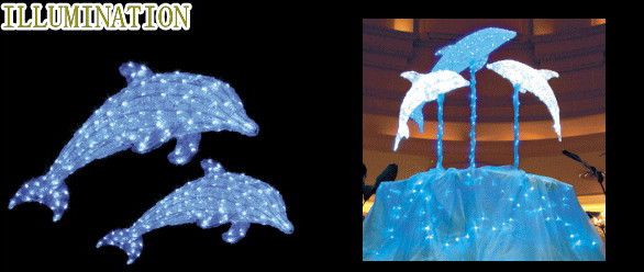 【照度】【大型商いもの】LED クリスタルグロー 飛び降りる海豚【青碧】【L】【海豚】【3D】【クリスマス】【ILLUMINATION】【電飾】【かざり付ける】【飾りつけ】【でき事】【光】【LED】【動機】今年も愛くるしげ照度で飾り付け