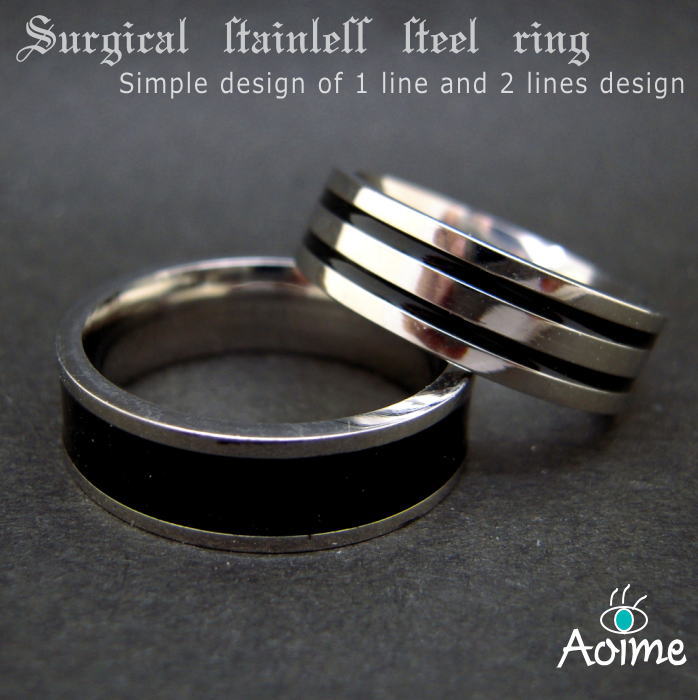 楽天市場 指輪 リング ステンレス メンズ レディース アレルギーフリー ブラック シルバー プレゼント ギフト アクセサリー ペアリング に オススメ シンプル 黒 白 メール便 ダブルライン シングルライン R1410 青い目