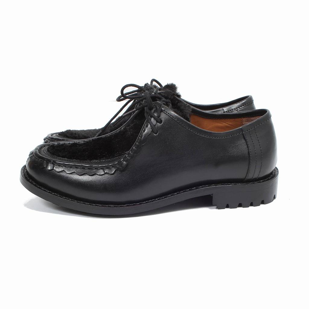 Milton Keynes ミルトンキーンズ ファーレザーチロリアンシューズ ブラック メンズ靴