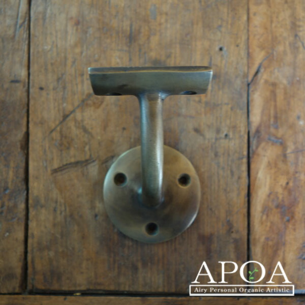 送料無料　真鍮ブラケット（平・丸）マットブラック　手すり受け・棚受け　DIY | リフォーム 安心サポート付真鍮ブラケット（平・丸）マットブラック