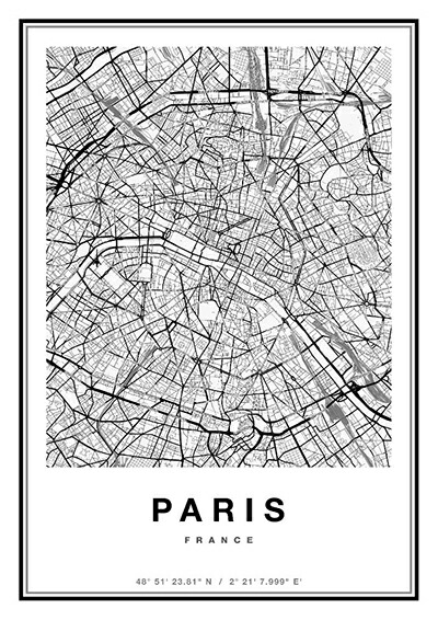 楽天市場 ポスター 北欧 アートポスター アート インテリア City Maps Paris モノクロ モノトーン 白黒 世界地図 都市 パリ フランス ヨーロッパ 地図 モダン シンプル 北欧ポスター 生地の店applegreen