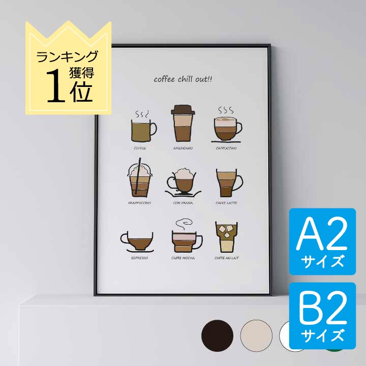 楽天市場 2枚買うともう1枚プレゼントキャンペーン中 ポスター 北欧 おしゃれ インテリア B2 アート Coffee Chill Out カラー カフェ風 スタイリッシュ モダン シンプル 北欧ポスター 生地の店applegreen