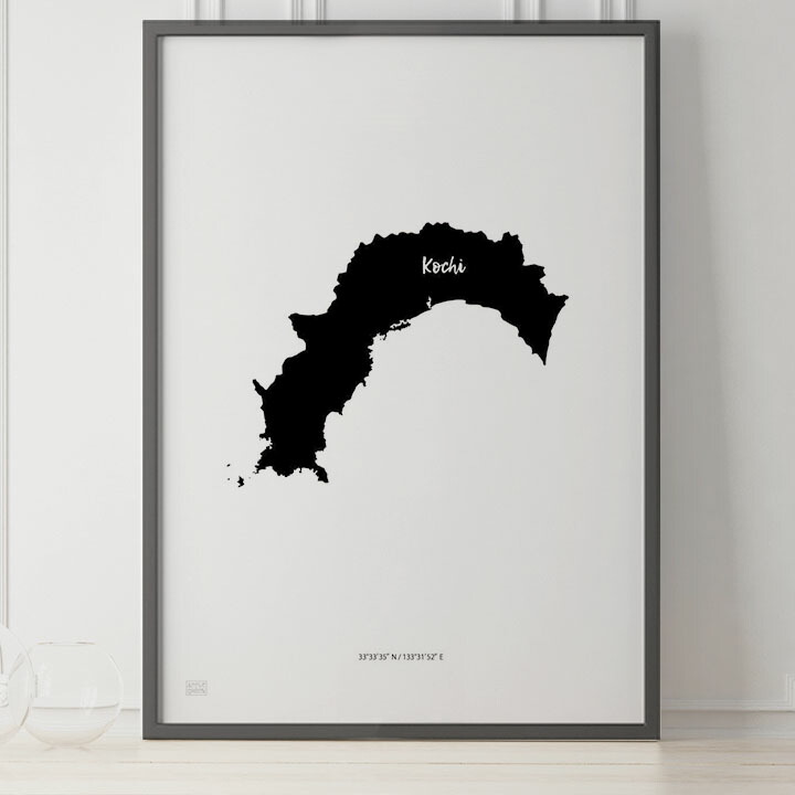 JAPAN MAP POSTER 高知 軍用地図 都道府県 貼り出し 北欧 今めかしい 室内装飾 美術ダイアログボックス モノクロ 一本調子 モノクローム 今めかしい 分かりやすい ひな形付き添い人 A0 A1 B1 A2 B2 A3 B3