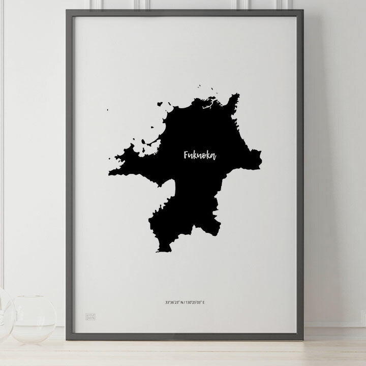 JAPAN MAP POSTER 福岡 軍用地図 都道府県 貼り出し 北欧 今めかしい 室内装飾 美術ダイアログボックス モノクロ 一本調子 モノクローム 今めかしい 分かりやすい ひな形付き添い人 A0 A1 B1 A2 B2 A3 B3
