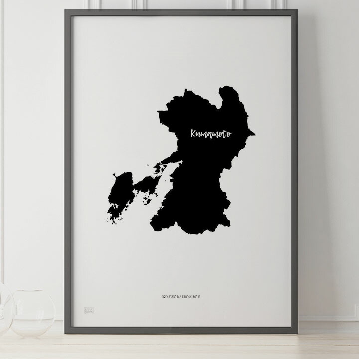 JAPAN MAP POSTER 熊本 軍用地図 都道府県 貼り出し 北欧 今めかしい 室内装飾 美術ダイアログボックス モノクロ 一本調子 モノクローム 今めかしい 分かりやすい ひな形付き添い人 A0 A1 B1 A2 B2 A3 B3