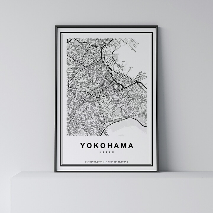 張り出し 北欧 今めかしい 室内装飾 - City Maps Yokohama - 横浜 作物 軍用地図 都市 室内装飾 モノクロ 一本調子 モノクローム 今めかしい 分かりやすい 一こま付き添い人 A0 A1 B1 A2 B2 A3 B3