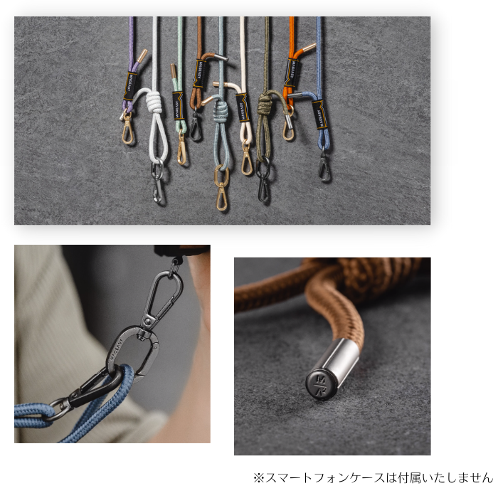 【新色追加♪】MagEasy ストラップ+ストラップカード 6mm S+SC 丸ひも ネック ショルダー ストラップ付属 首かけ ネックストラップ 長さ調整可能 ハンズフリー おしゃれ かわいい かっこいい スマホショルダー 高級感 しっかり 発色 iPhone15 細め カラビナ レディース 光沢
