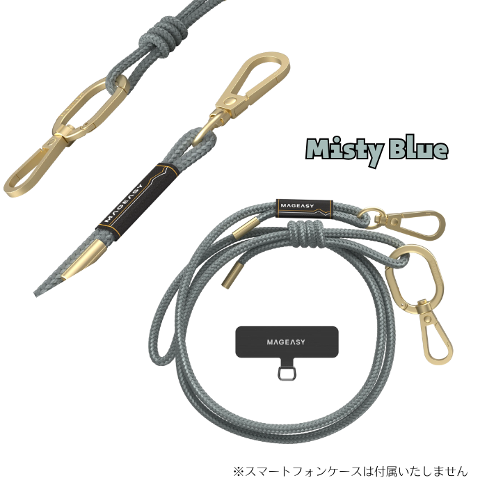 【新色追加♪】MagEasy ストラップ+ストラップカード 6mm S+SC 丸ひも ネック ショルダー ストラップ付属 首かけ ネックストラップ 長さ調整可能 ハンズフリー おしゃれ かわいい かっこいい スマホショルダー 高級感 しっかり 発色 iPhone15 細め カラビナ レディース 光沢