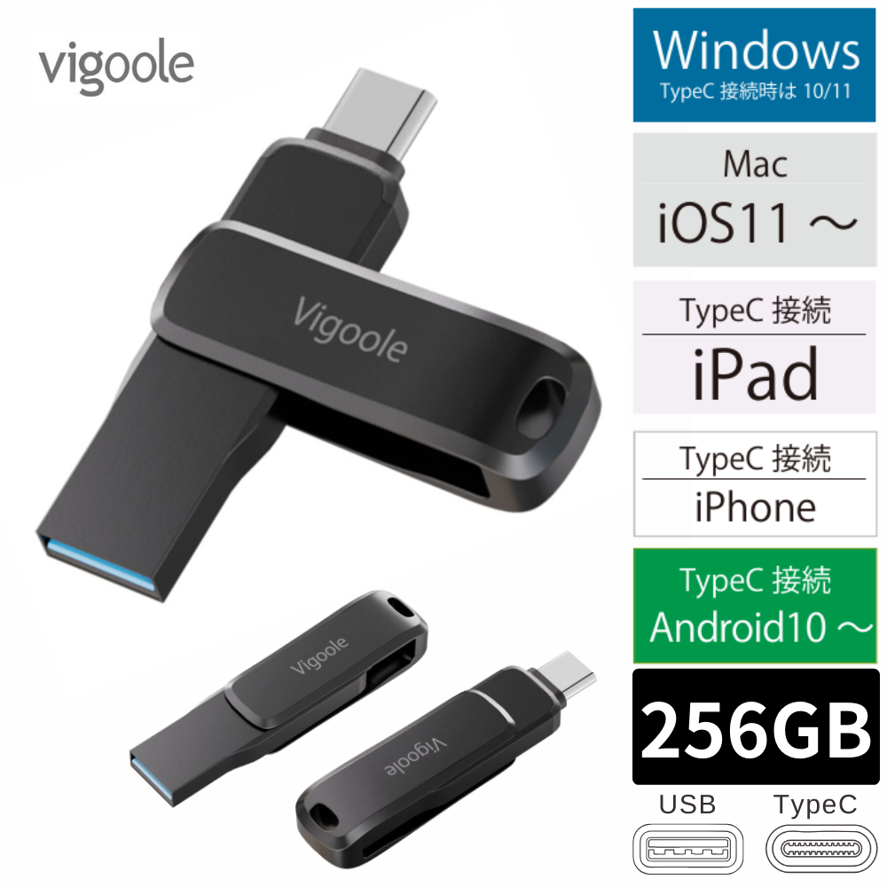 楽天市場】Vigoole ビグール 256GB 高速USBフラッシュドライブ 大容量