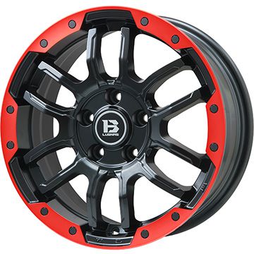 【取付対象】215/60R17 オールシーズンタイヤ ホイール4本セット (5/114車用) KUMHO マーシャル MH22 オールシーズン(限定) ビッグウエイ B-LUGNAS FRD(マットブラック/レッドリム) 17インチ【送料無料】