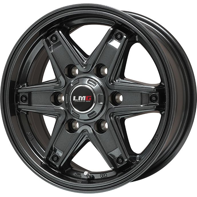 【取付対象】195/80R15 107/105N スタッドレスタイヤ ホイール4本セット ハイエース200系用 GRIPMAX アイスX SUV BSW ブラックサイドウォール(限定) LEHRMEISTER LMG エトナ(ディープグレー) 15インチ(送料無料)|アークタイヤ 店