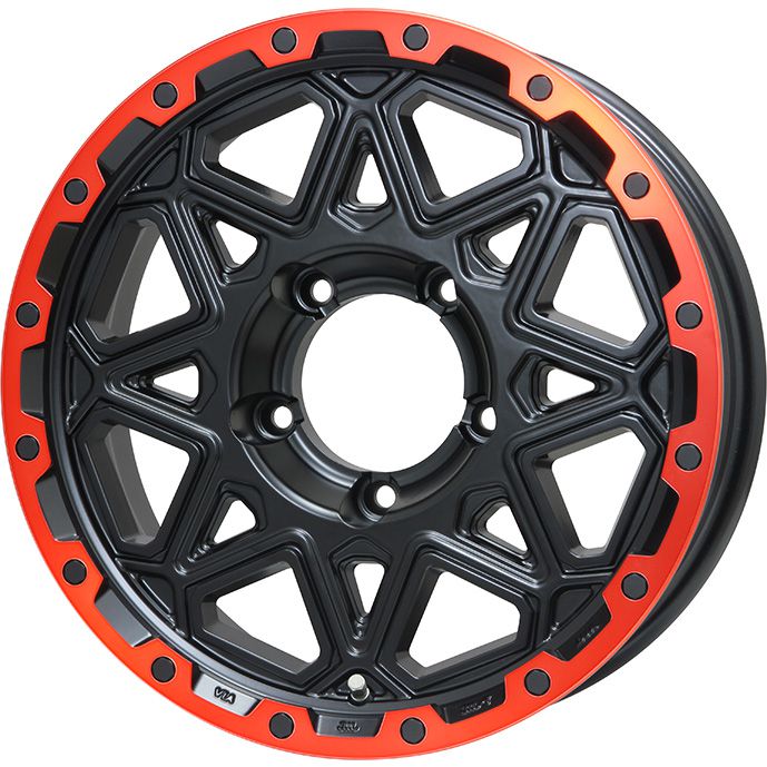 【取付対象】195/80R16 夏タイヤ ホイール4本セット ジムニー YOKOHAMA ジオランダー M/T+ G001J LEHRMEISTER LMG モンタグナ(マットブラック/レッドリム) 16インチ【送料無料】|アークタイヤ 店