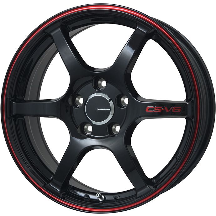 【取付対象】215/60R17 オールシーズンタイヤ ホイール4本セット (5/114車用) KUMHO マーシャル MH22 オールシーズン(限定) LEHRMEISTER CS-V6(グロスブラック/レッドライン) 17インチ【送料無料】|アークタイヤ 店