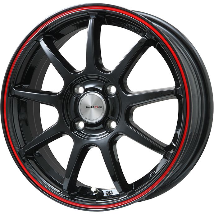 【取付対象】F:165/55R15 R:195/45R16 夏タイヤ ホイール4本セット S660 YOKOHAMA アドバン フレバV701 レアマイスター LMスポーツLM-QR グロスブラック/レッドライン 【送料無料】|アークタイヤ 店
