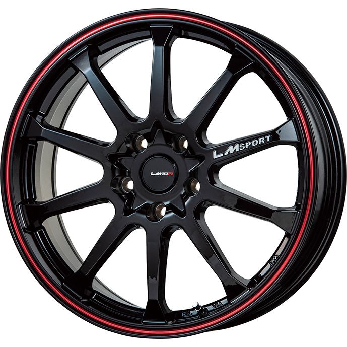 【取付対象】195/65R15 スタッドレスタイヤ ホイール4本セット セレナ用 GRIPMAX アイスX BSW ブラックサイドウォール(限定) LEHRMEISTER LMスポーツLM-10R(ブラック/レッドライン) 15インチ(送料無料)|アークタイヤ 店