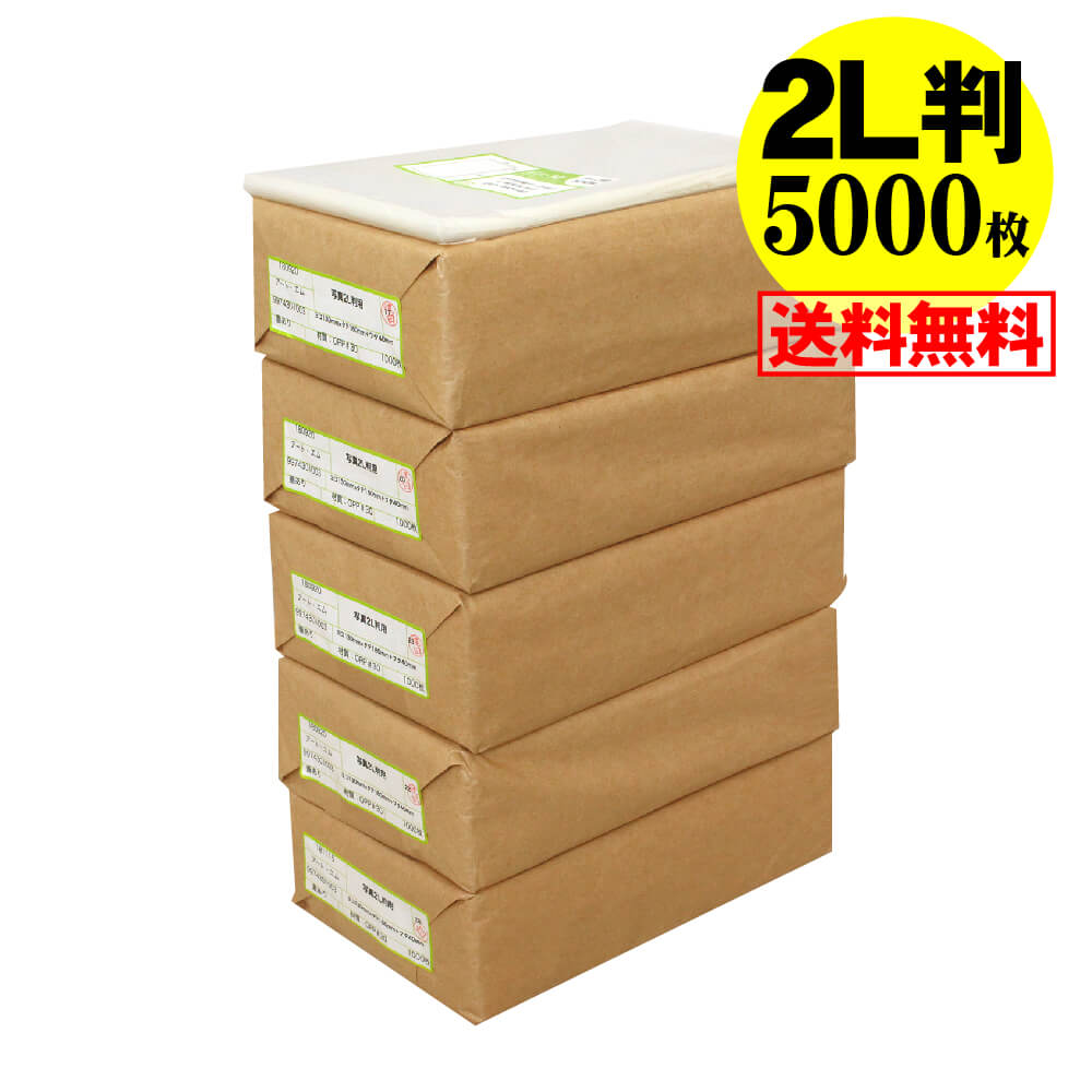 【 送料無料 国産 】テープ付 【ぴったりサイズ】 写真2L判用 透明OPP 写真袋【5000枚】130x180+40mm｜アート・エム店