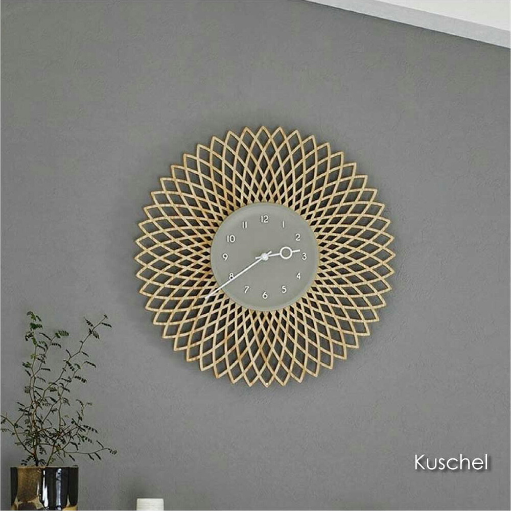 INTERFORM Kuschel 時計 壁掛け スイープムーブメント 静か 静音 アンティーク アナログ 北欧 モダン ミッドセンチュリー おしゃれ 雑貨 贈り物 結婚祝い 新築祝い 部屋 リビング シンプル 高級感 グレー ウッド 木 木製 CL-4257｜asquisse