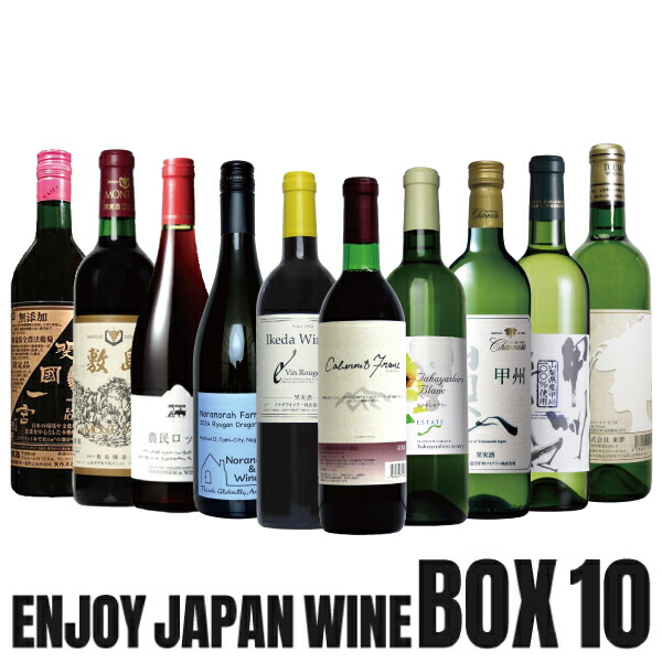日本ワイン セット【日本ワイン ボックス10 】送料無料 甲州ワイン 赤ワイン 白ワイン 国産 山梨ワイン 長野ワイン 栃木ワイン 大容量 矢作 敷島 ココ・ファーム のらのらふぁーむ イケダ シャルマン 盛田 モンデ 東夢 Japanese wine ココファーム