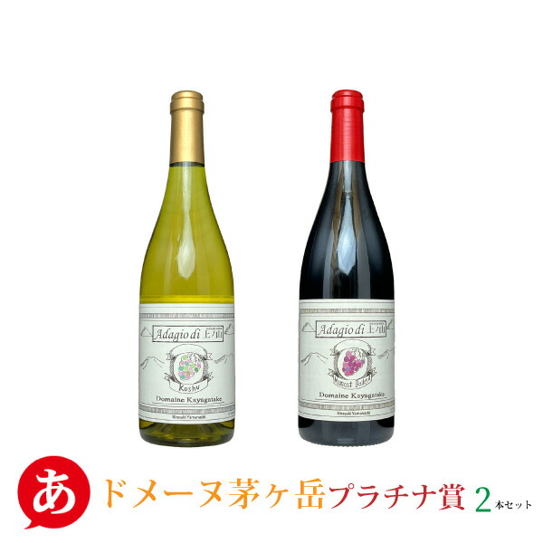 ドメーヌ茅ヶ岳［プラチナ賞2本セット 750ml×2］ 白ワイン 赤ワイン 辛口 ミディアムボディ 山梨県 国産 日本ワイン Japanese wine