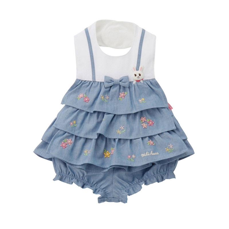 スタイ ブルマセットカラー ブルー 14 7909 2 授乳用品 ベビー用食事用品 あずはーと店 Mikihouse スタイ スタイ お食事エプロン ミキハウスうさこ デニム風生地にお花の刺繍がかわいい スタイ ブルマセット New2101 新商品続々入荷中