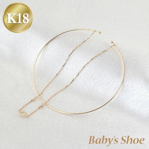 K18 ２連ブレスレット バングルタイプ 角アズキチェーン 18K 18金 ゴールド【送料無料】