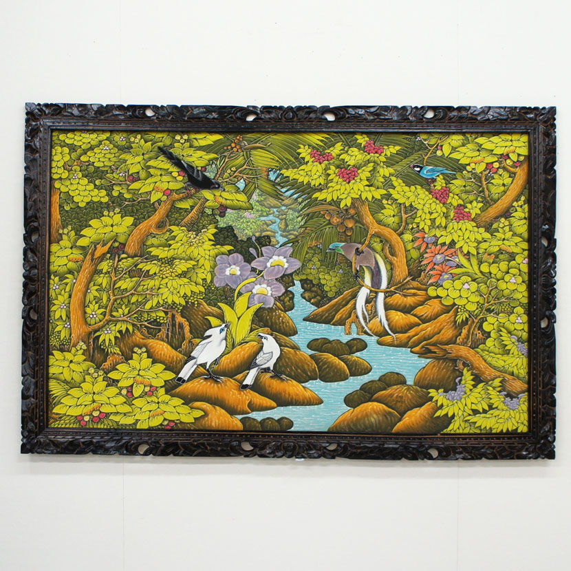 バリ絵画 特大熱帯花鳥 148×98cm PA-006-6 アジアンインテリア アジアン家具 アジアン絵画 アジアン雑貨 アートパネル ハイクラス  バリ家具 バリ雑貨 ブンゴセカン 壁飾り 横型絵画 絵 絵画 縦型絵画 アイテム勢ぞろい ハイクラス