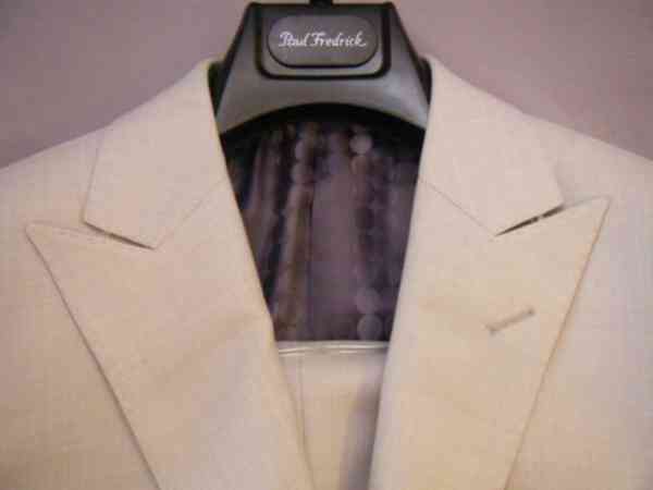 ピークドラペルスーツ PaulFredrick製 ウール シルク Pearlgrey 36S/W30 E124｜Brace of Kentishman