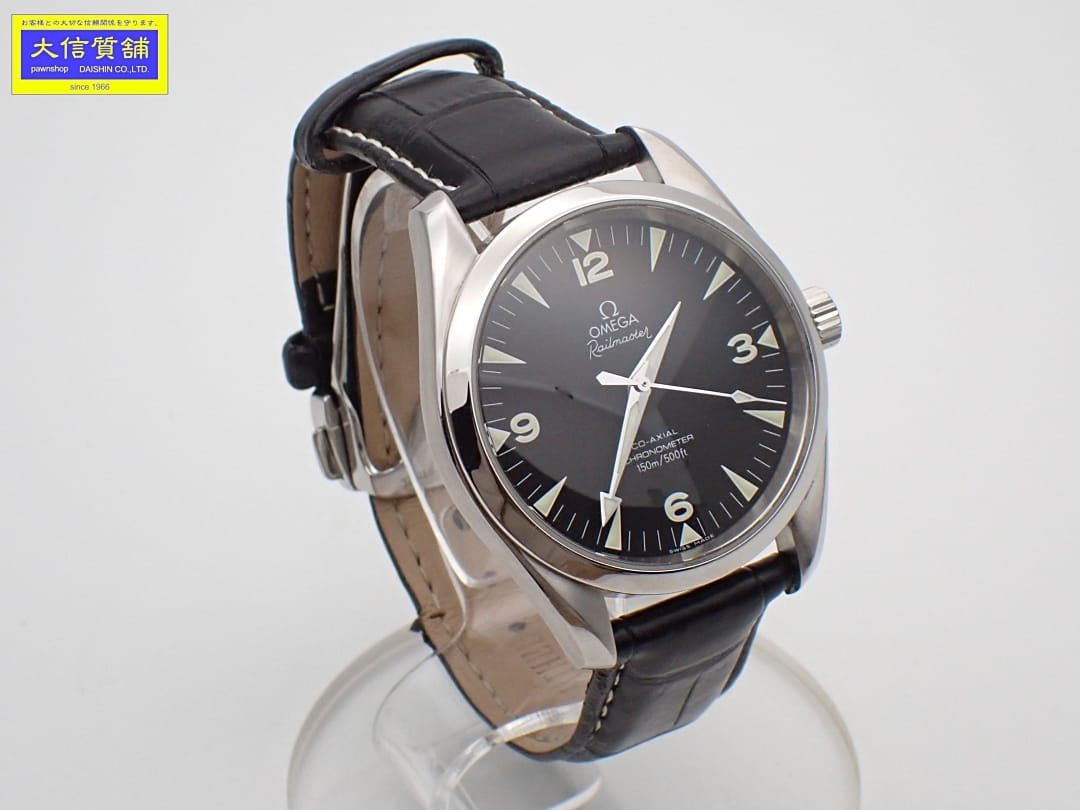 OMEGA ゼロ レイルスター 2803.52.37 コーアクシャル メンズウォッチ SS 自動小銃一巻き 黒いこと文字盤 OH済 新品仕上済 中古A-【中古】【大信質舗】【一六銀行下位区分】保護すること携帯電話：B-2345