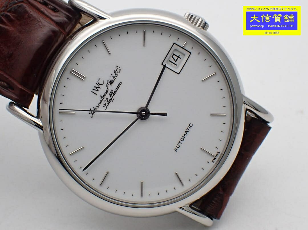 IWC SCHAFFHAUSEN アイ・ダブリュー・シー シャフハウゼン ポートフィノ デイト IW351320 SS 自動巻き メンズウォッチ ホワイトダイヤル 中古A-【中古】【大信質舗】【質屋出店】管理番号：B-2346