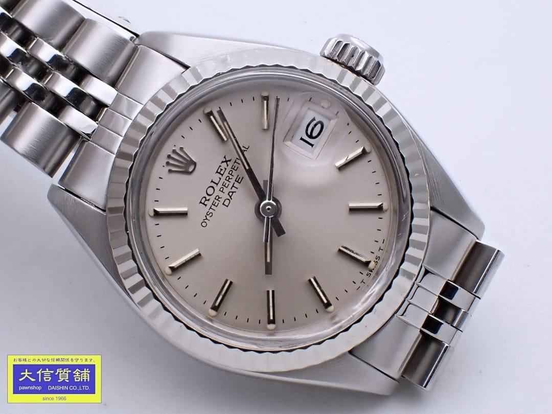 ROLEX ロレックス レディースウォッチ オイスターパーペチュアル デイト 6917 SS/WG 自動小銃巻 74番台 しろがね色文字盤 中古B+【中古】【大信質舗】【一六銀行下位区分】管理すること電話番号：B-2375