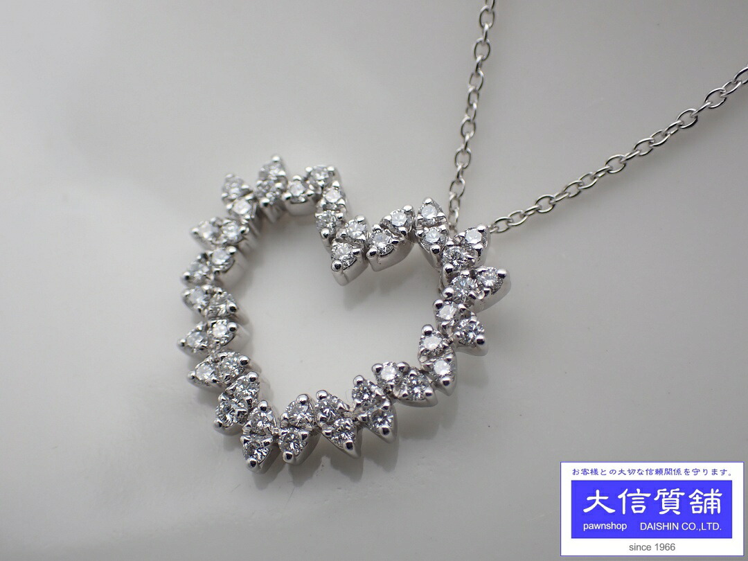 DAMIANI ダミアーニ 750 WG K18 ホワイトゴールド ルミナ ダイヤ ハート ペンダント ネックレス 42cm 6.0g 中古A【中古】【大信質舗】【質屋出店】管理番号：C-8456｜大信質舗店 163,900円