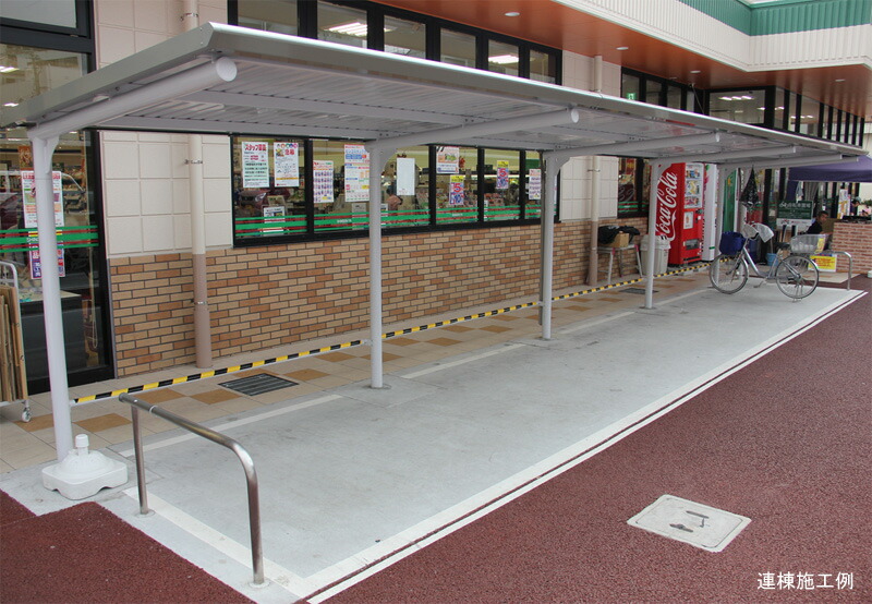 サンキン銀輪置場SAL-2800間口2800×奥ふかさ2008×高さ2200 後柱/引っ切りない鋼板大屋根手合い アパルトマンアパルトマンバス発着場駐輪場 日本製 貨物輸送無料
