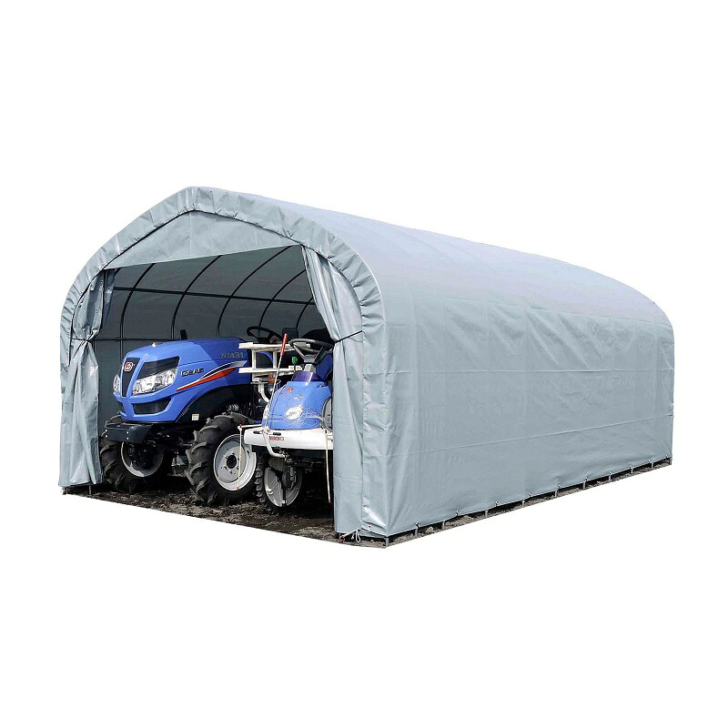 パイプ倉庫間口3.6m×奥行5.3m×高さ2.5m5.9坪埋め込み式大型パイプ車庫 トラクター耕うん機資材置場GR-59【法人様宛/配達店止め送料無料】|エクステリアストック