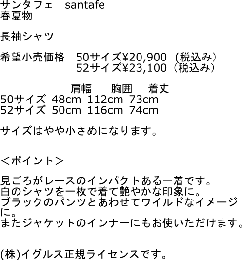 長袖シャツ サンタフェ 50サイズ 19 メンズ カジュアル 春夏 服 Santafe 40代 50代 60代 あす楽 カジュアル プレゼント ギフト 紳士 Smtb Td Saitama 新品 正規品 おしゃれ 大人服 Ll Rvcconst Com