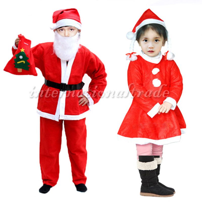 Kids Santa Claus Christmas Costumes Suit Outfit Set for Boys Girls 6-9 Years Old