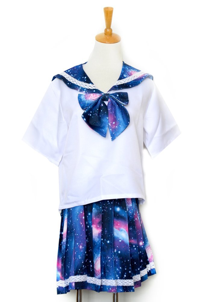 楽天市場 S コスプレ服 宇宙柄セーラー服 Flavor フレイバー 宇宙柄 選べる３柄 半袖 長袖 アイドルグループ アイドル衣装 コスプレ衣装 コスチューム ハロウィン 仮装 レディース 青色 ブルー ギャラクシー柄 Galaxy柄 Flopsy Mart