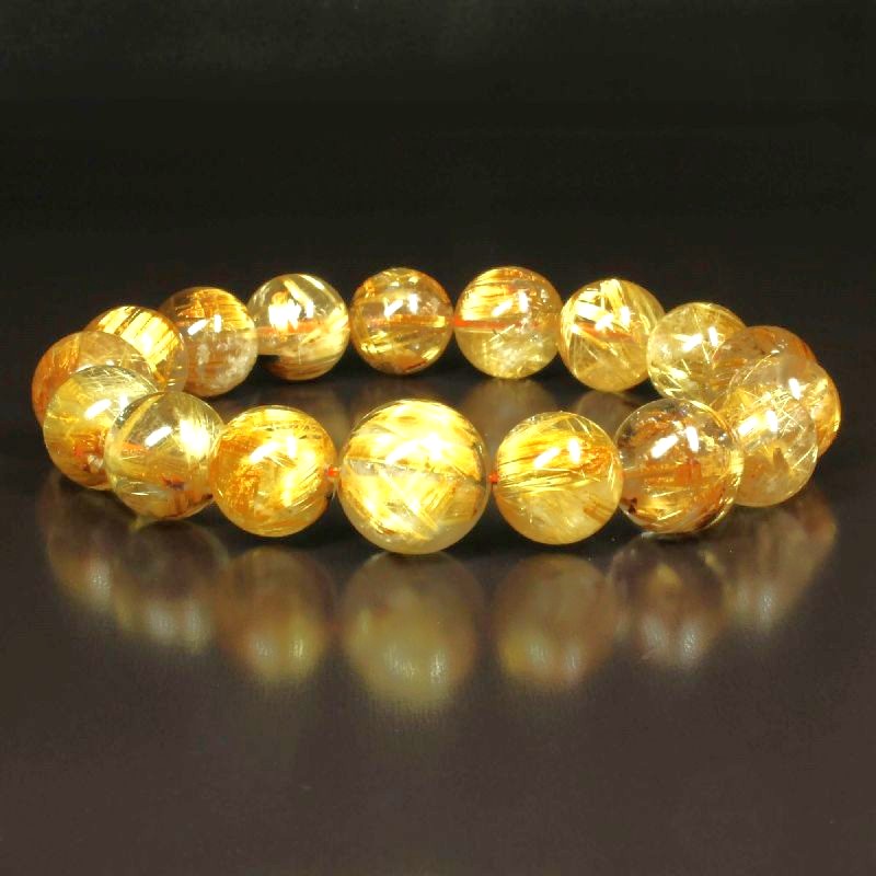 専用【極上,美品】タイチンゴールドルチルクォーツ　ブレスレット　粒売り　透明 ◇ルチルの王道!!◇極太タイチン針◇黄金の輝き＆ルチル際立つ