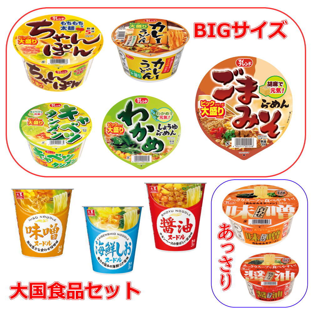 新着 新発売 大国食品 レギュラーサイズ カップ麺 に ビッグサイズも入った 10種 10個セット 関東圏送料無料 Educaps Com Br