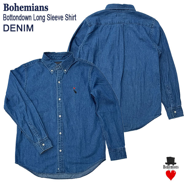BOHEMIANS メンズシャツ Bohemians バンドカラーOXシャツL/S STAND COLLAR OX SHIRTS