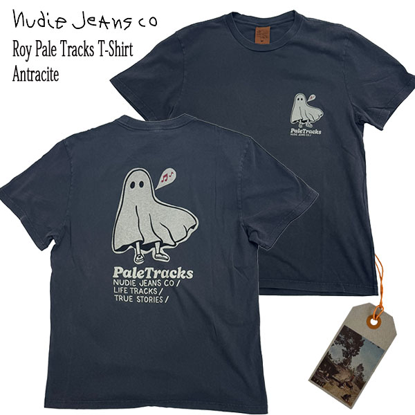 Roy Pale Tracks T-Shirt Antracite スミ黒 半袖プルオーバー オーガニックコットン ヌーディージーンズ Nudie Jeans co スウェーデン王国 置き目売りわたす店