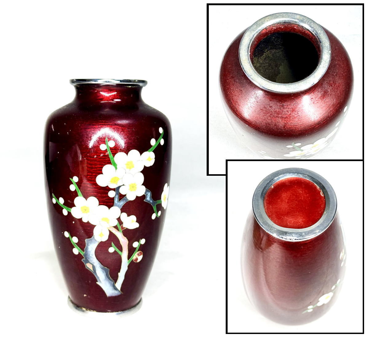 【送料無料】<BR>時代物 七宝焼 花瓶 年代珍品<BR>古美術 ウブ品 入手困難<BR>日本骨董 (旧家蔵出し)<BR>威龍彩雲