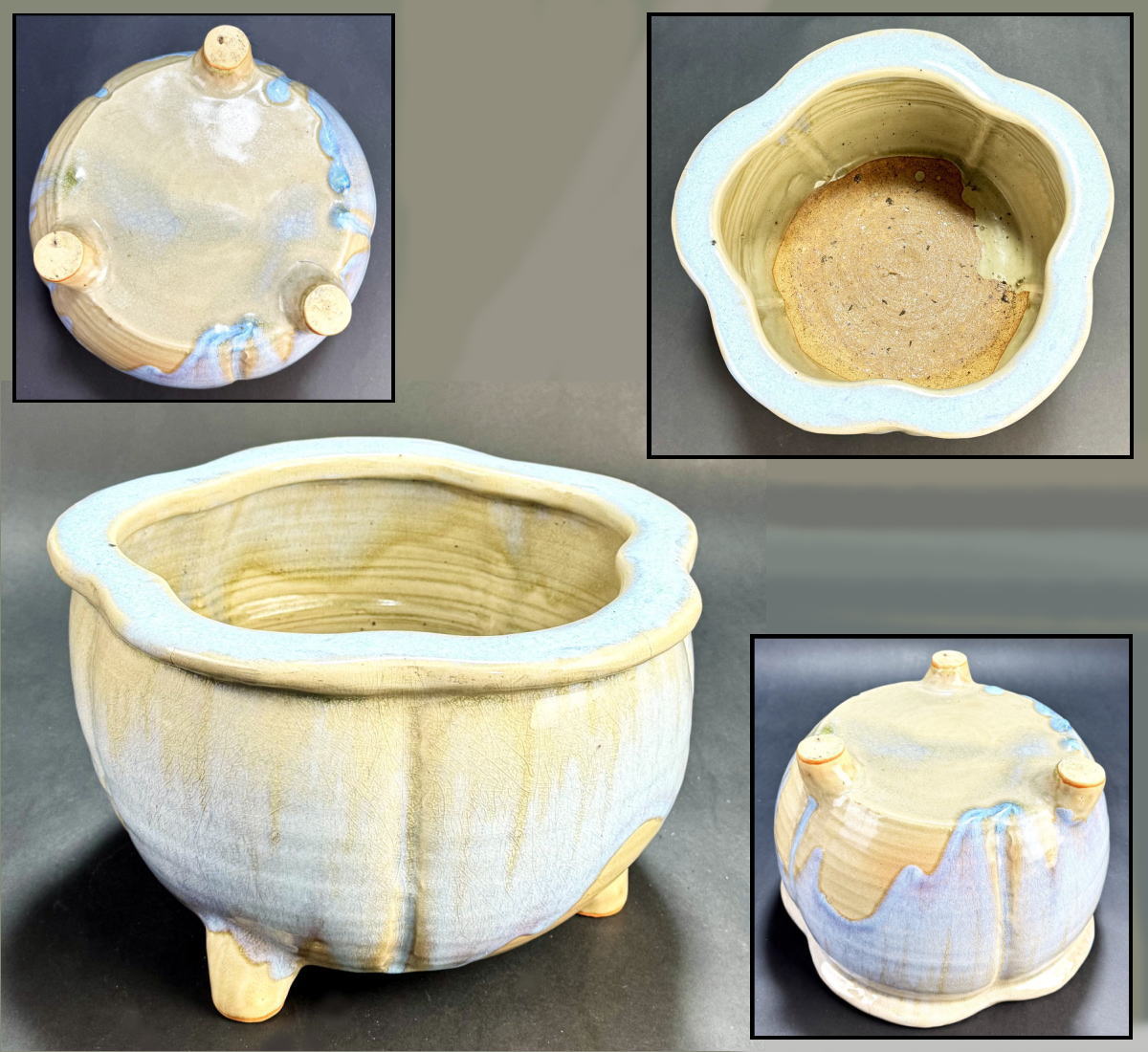 【送料無料】<BR>唐物施釉大鉢 約4.7kg<BR>中国 古玩 骨董 古美術<BR>コレクション (旧家蔵出し) <BR>威龍彩雲