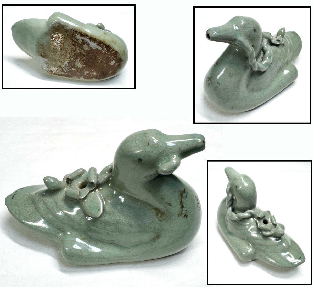 【送料無料】古高麗 青磁水滴 鳥 鳩アヒル 鴨 硯滴 朝鮮古陶磁器李朝 骨董古玩 朝鮮古美術古道具 細密細工(書道先生所蔵品出し) 威龍彩雲|威龍彩雲通販