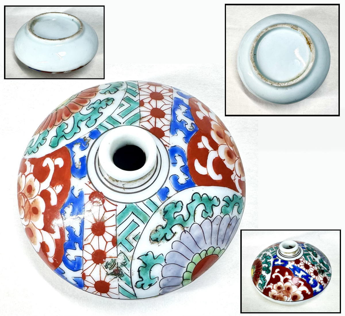 【送料無料】<BR>時代物 古伊万里 色絵 油壷<BR>伝世品焼物 ウブ品 入手困難<BR>骨董 日本古美術 (旧家蔵出し) <BR>威龍彩雲