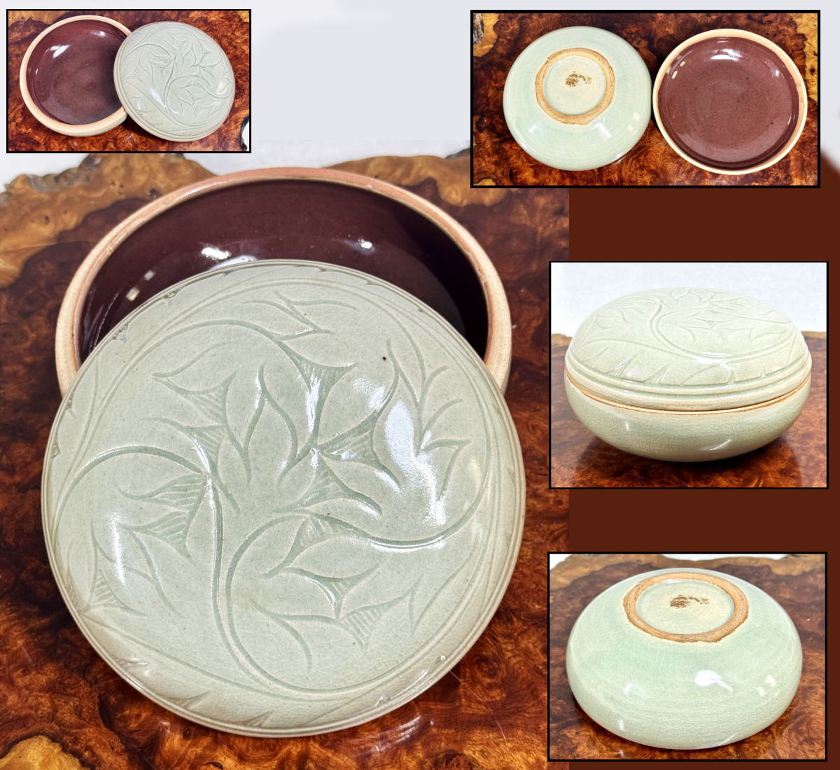 【送料無料】 時代物 青磁刻輪花蓋物 捧合 約直径19cm 中国古玩 骨董 古美術 時代品 歴史唐物 ウブ品 入手困難 (旧家蔵出し) 威龍彩雲通販
